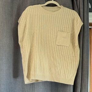 Women’s Sleeveless Beige Sweater with Pocket